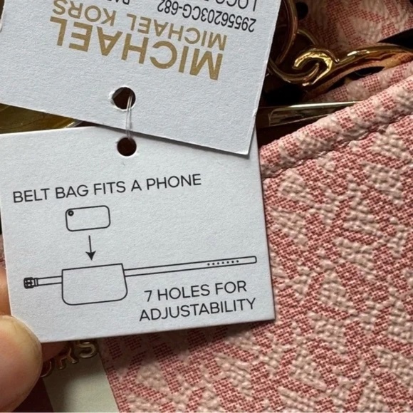 MICHAEL KORS Signature Stripe Fanny Pack/ Crossbody Bag, Pink w/ MK Logo - NWT - Picture 13 of 16